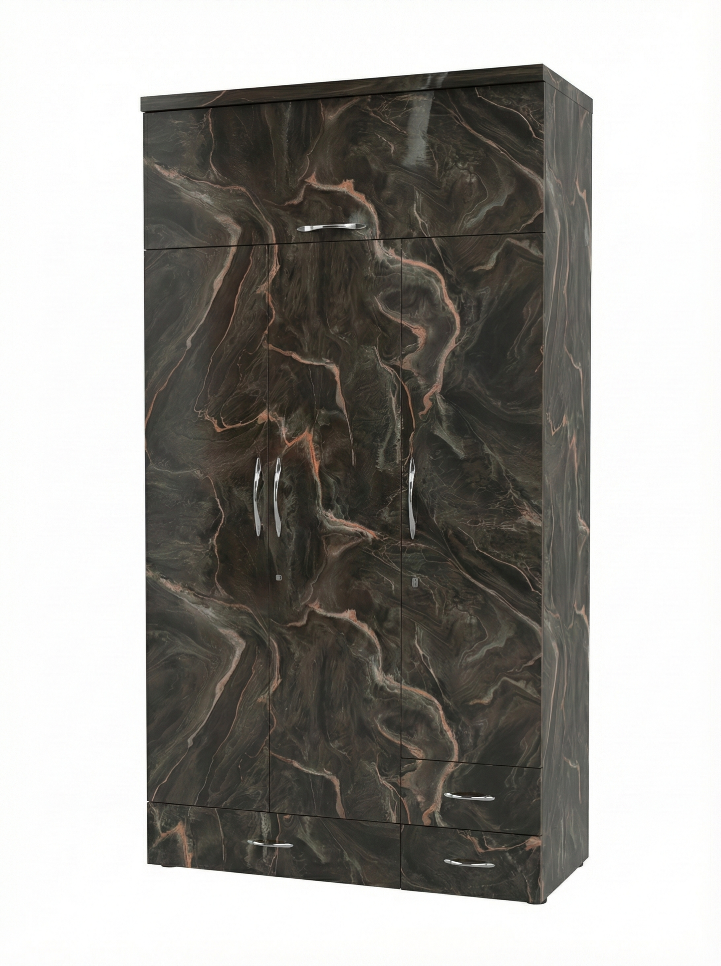 Luxury Black Marble Finish 2-Door Wardrobe