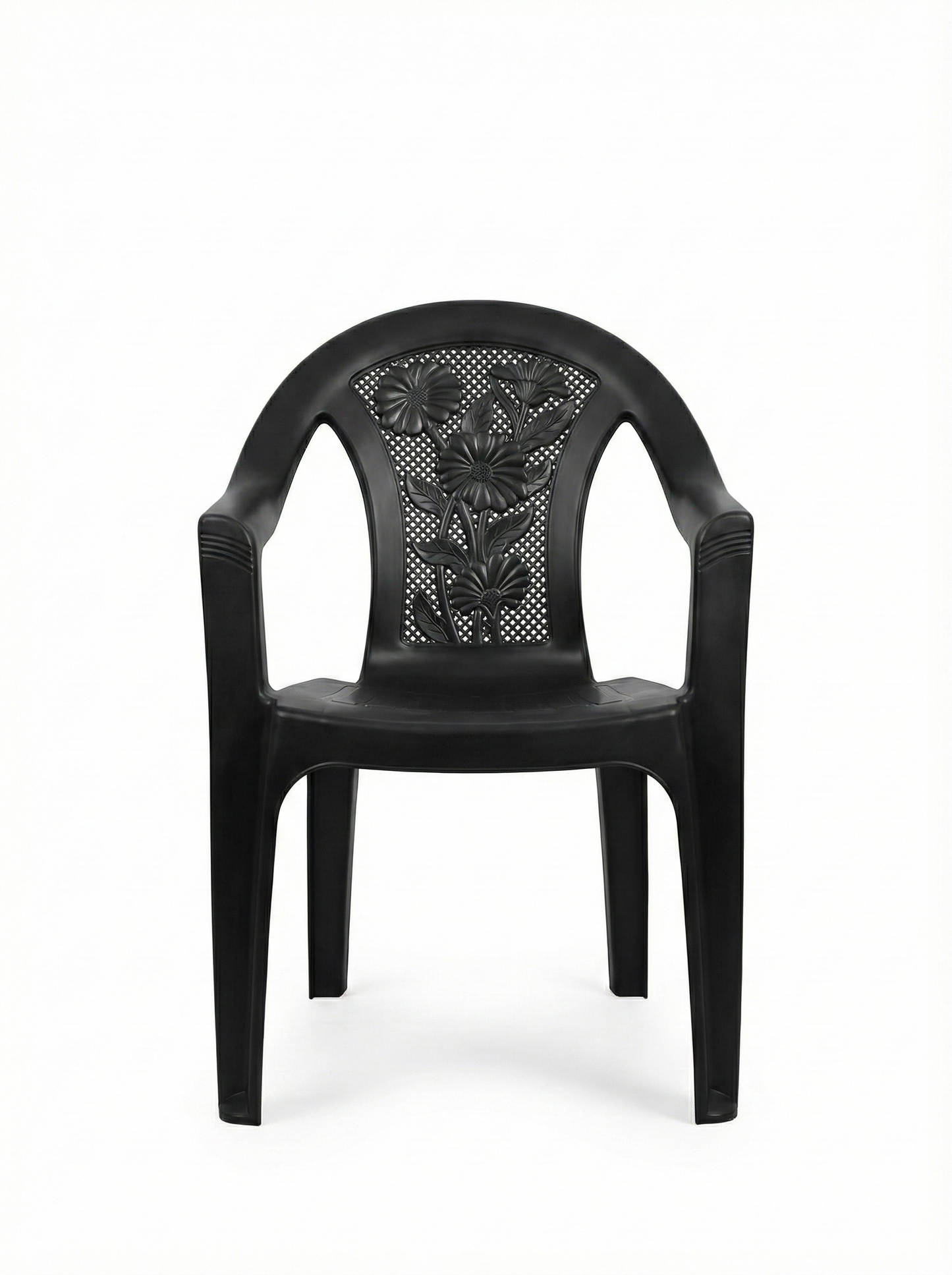 Modern Black Patterned Plastic Armchair