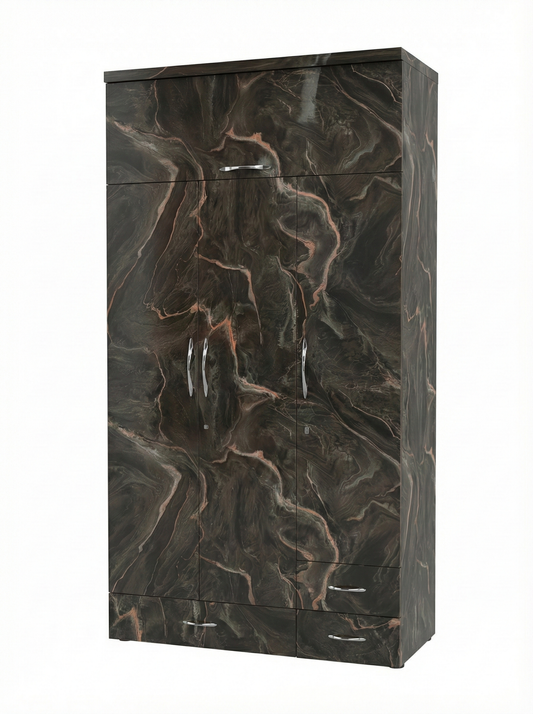 Luxury Black Marble Finish 2-Door Wardrobe