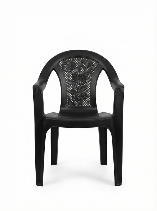 Modern Black Patterned Plastic Armchair
