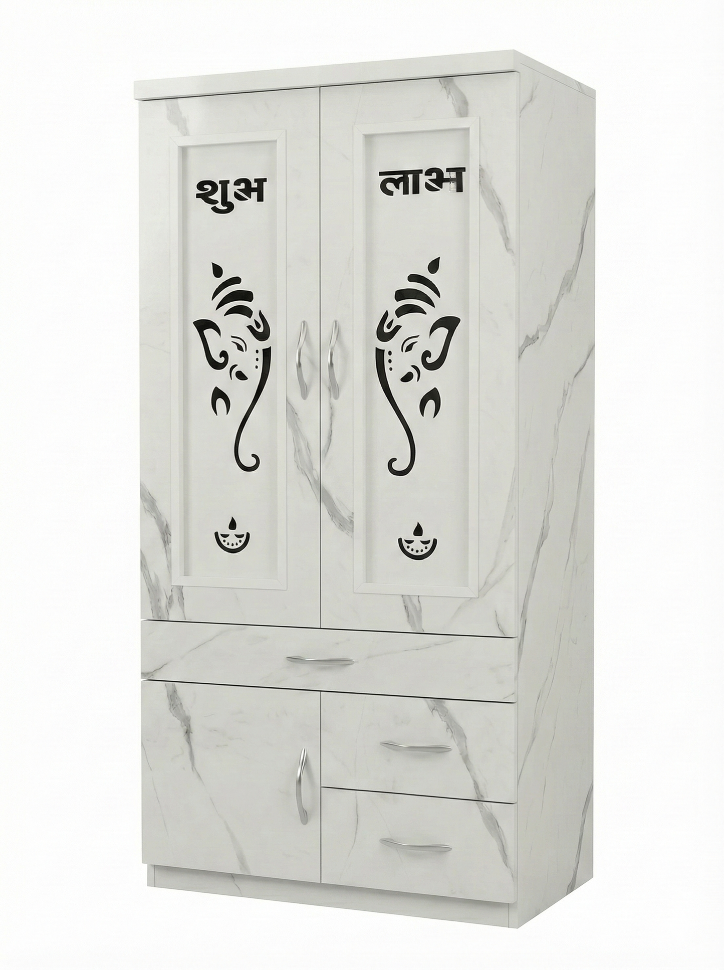 Divine White Marble Finish Home Mandir