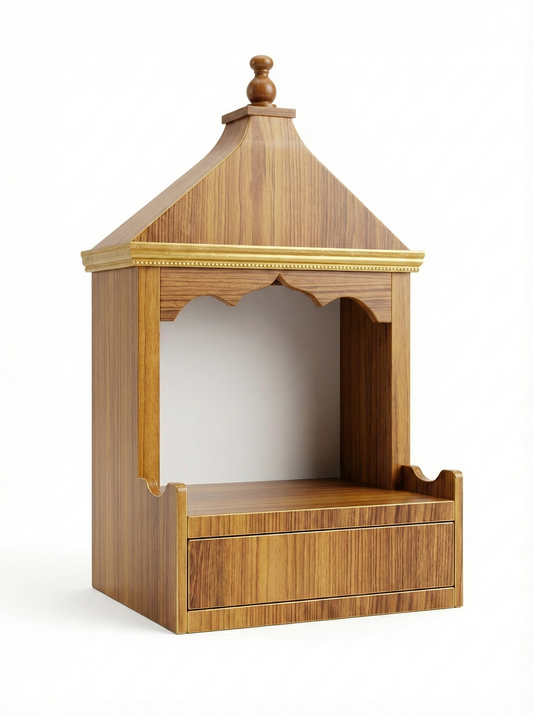 Traditional Hut-Shape Wooden Mandir